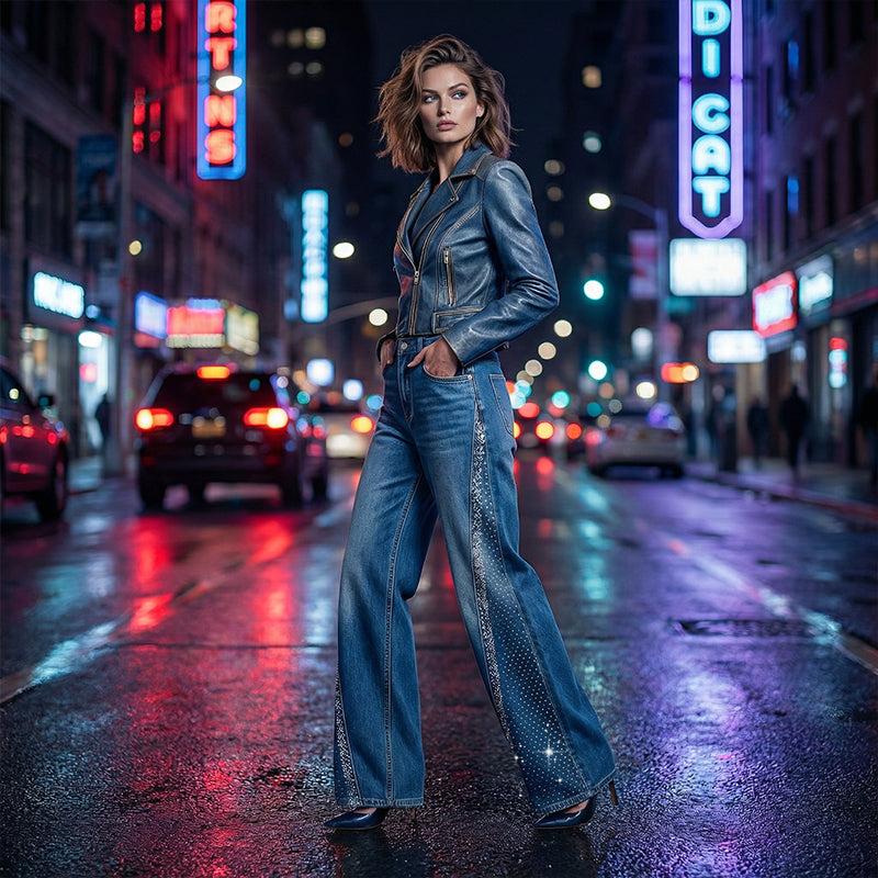 👖 Verzierte Damen-Flare-Jeans – Der ultimative Look für den Abend