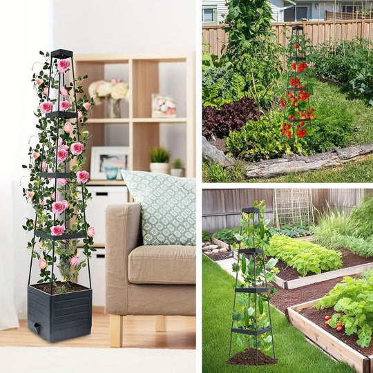Gartenhochbeet Pflanzkästen mit Rankgitter｜Perfekt für Kletterpflanzen und Gemüseanbau