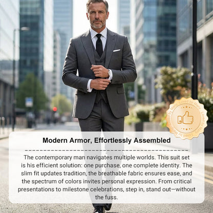 Herren Slim-Fit 3-teiliges Anzugset
