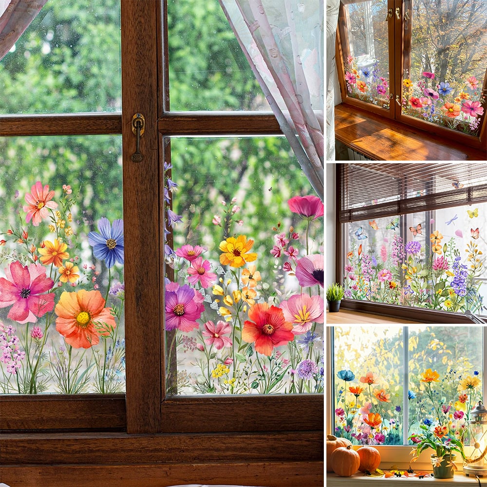 💐Colorful Floral Bouquet Window Sticker🖼️