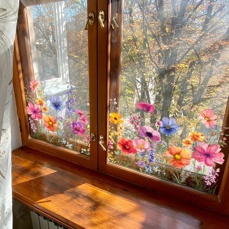 ✨LETZTER TAG VERKAUF 50 % RABATT!💐Bunter Blumenstrauß-Fensteraufkleber🖼️