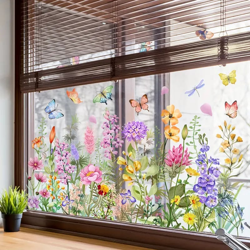 ✨LETZTER TAG VERKAUF 50 % RABATT!💐Bunter Blumenstrauß-Fensteraufkleber🖼️