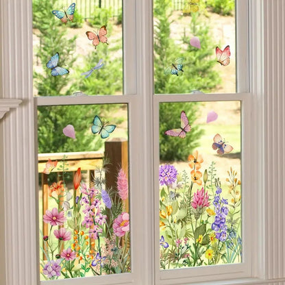 ✨LETZTER TAG VERKAUF 50 % RABATT!💐Bunter Blumenstrauß-Fensteraufkleber🖼️