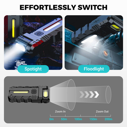 💎 50 % RABATT! 💎 180° drehbare LED-Arbeitsleuchte – Dual-Strahl, Magnetfuß und über USB-C wiederaufladbar