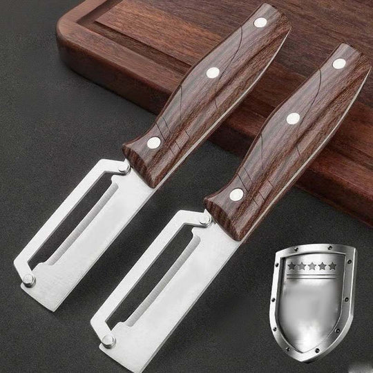 🥕 KAUFE 2, ERHALTE 1 GRATIS! 🔪 Multifunktions-Schäler – Rasiermesserscharfe Klinge, Ergonomischer Holzgriff &amp; Integrierter Flaschenöffner für Die Küche ✨
