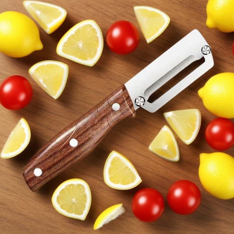 🥕 KAUFE 2, ERHALTE 1 GRATIS! 🔪 Multifunktions-Schäler – Rasiermesserscharfe Klinge, Ergonomischer Holzgriff &amp; Integrierter Flaschenöffner für Die Küche ✨