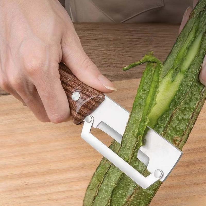 🥕 KAUFE 2, ERHALTE 1 GRATIS! 🔪 Multifunktions-Schäler – Rasiermesserscharfe Klinge, Ergonomischer Holzgriff &amp; Integrierter Flaschenöffner für Die Küche ✨