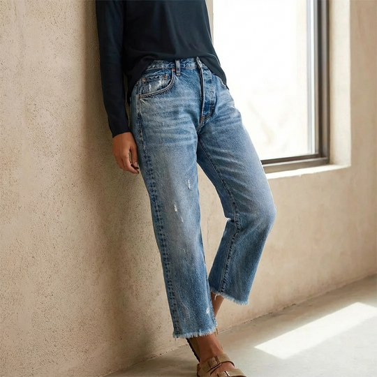 Damen-Retro-Cropped-Straight-Leg-Jeans