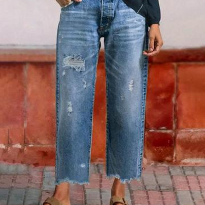 Damen-Retro-Cropped-Straight-Leg-Jeans