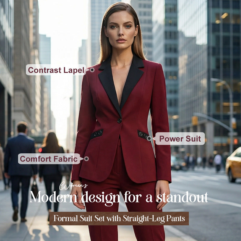 🌞Frühlingserwachen: 50% Rabatt!✨ Modernes Anzugset – Kontrastrevers &amp; Strukturierte Silhouette, Elegant &amp; Vielseitig für Büro &amp; Festlichkeiten