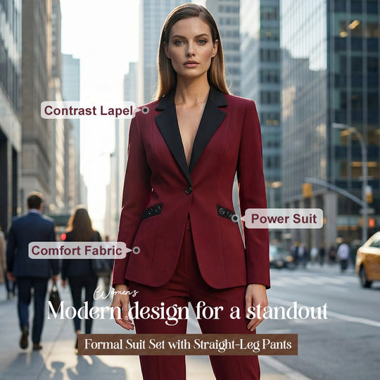 🌞Frühlingserwachen: 50% Rabatt!✨ Modernes Anzugset – Kontrastrevers &amp; Strukturierte Silhouette, Elegant &amp; Vielseitig für Büro &amp; Festlichkeiten