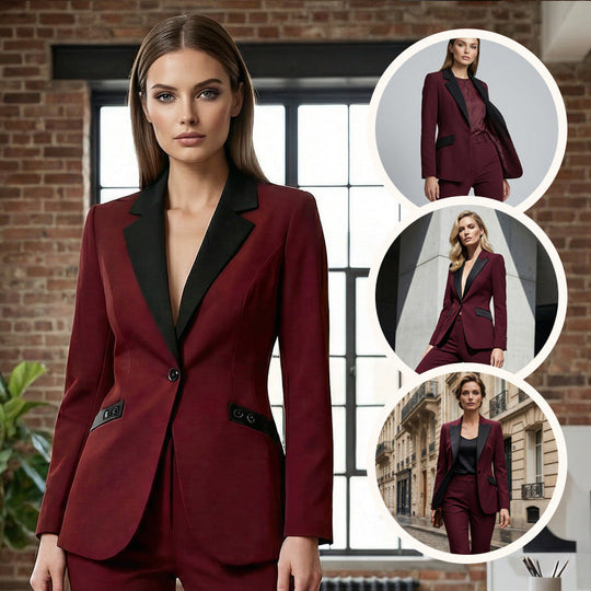 🌞Frühlingserwachen: 50% Rabatt!✨ Modernes Anzugset – Kontrastrevers &amp; Strukturierte Silhouette, Elegant &amp; Vielseitig für Büro &amp; Festlichkeiten