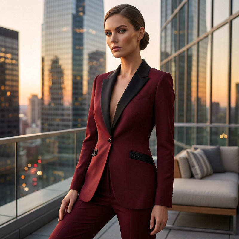 🌞Frühlingserwachen: 50% Rabatt!✨ Modernes Anzugset – Kontrastrevers &amp; Strukturierte Silhouette, Elegant &amp; Vielseitig für Büro &amp; Festlichkeiten
