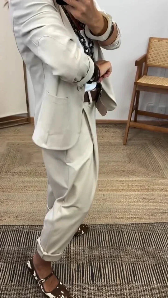 👔 50% RABATT! 💼 Damen Business-Anzug – Blazer mit Kragen &amp; Hose, Bügelfrei &amp; Klassischer Look 👖