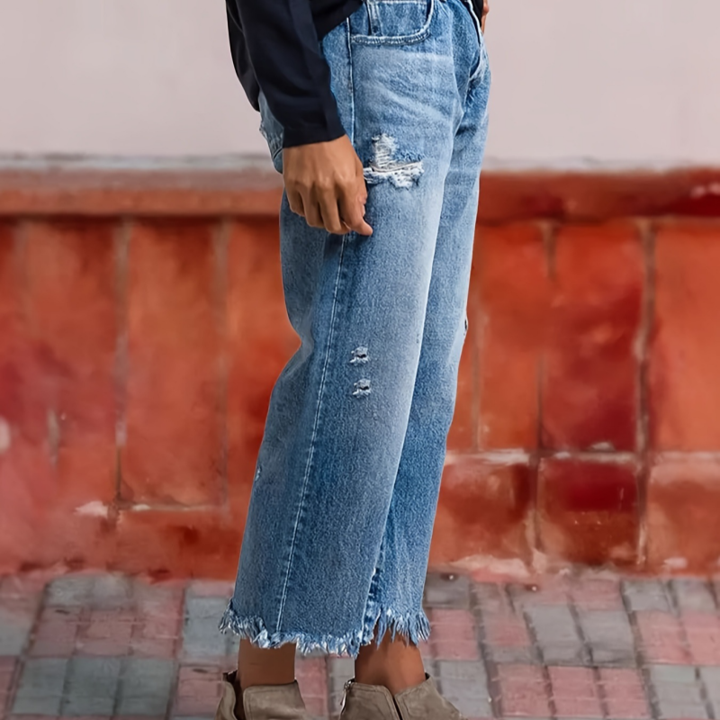 Damen-Retro-Cropped-Straight-Leg-Jeans