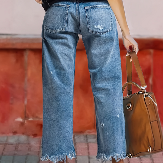 Damen-Retro-Cropped-Straight-Leg-Jeans