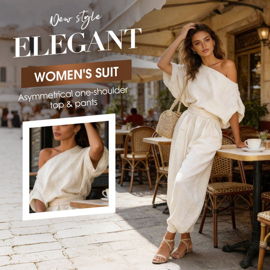 🎁NEU EINGETROFFEN 60% RABATT💥 Asymmetrisches One-Shoulder-Top &amp; Hosen-Set für Damen