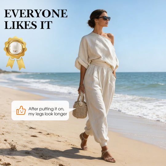 🎁NEU EINGETROFFEN 60% RABATT💥 Asymmetrisches One-Shoulder-Top &amp; Hosen-Set für Damen