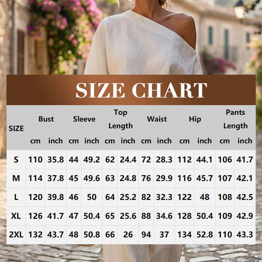 🎁NEU EINGETROFFEN 60% RABATT💥 Asymmetrisches One-Shoulder-Top &amp; Hosen-Set für Damen