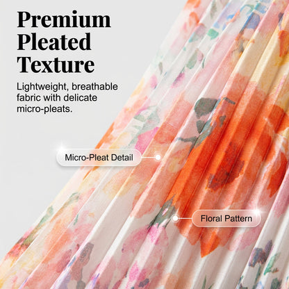 Ärmelloses Midikleid mit Plissee und Blumenprint und betonter Taille