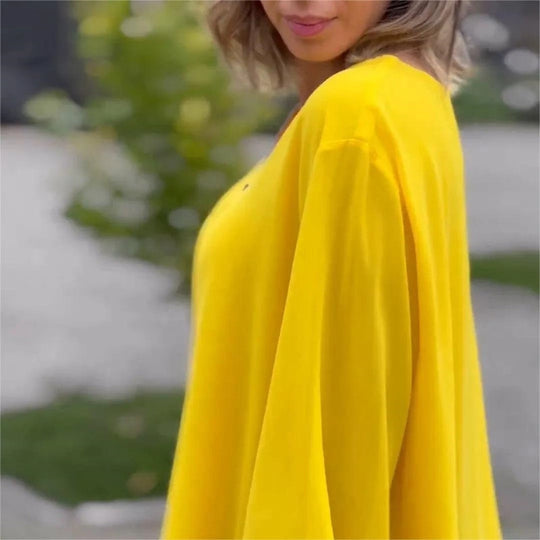 🌞Frühlingserwachen: 58% Rabatt!✨Damen Doppelschichtiges 3/4-Ärmel Top – V-Ausschnitt mit verstellbarem Metallreißverschluss