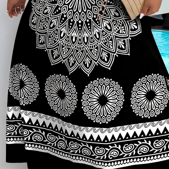 Bohemian Mandala-Druck-Cami-Maxi-Kleid