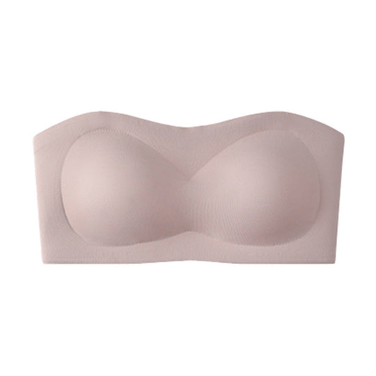 ⛱️💞Womens Strapless Bras Push Up Bandeau Bra Non Slip Wireless Supportive Padded Bras Seamless Comfortable Tube Jelly Bra