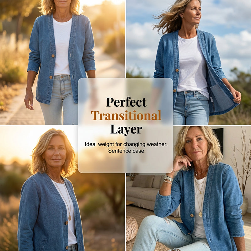 🌸⏳ 3 TAGE: 50% RABATT! Klassische Damen-Jeansjacke – V-Ausschnitt, Knopfleiste & Lockerer Casual-Schnitt ✨🧥