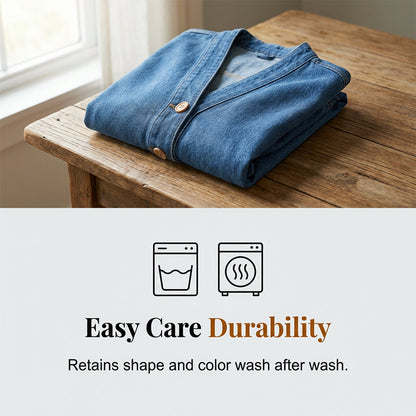 🌸⏳ 3 TAGE: 50% RABATT! Klassische Damen-Jeansjacke – V-Ausschnitt, Knopfleiste & Lockerer Casual-Schnitt ✨🧥