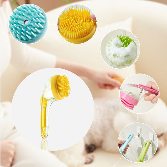 🛁🐾 Pet Bath Brush with Soap Dispenser – Long Handle, No Bending, Soft &amp; Efficient, Easy Bath at Home 🧼✨
