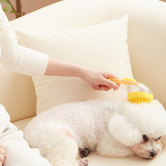 🛁🐾 Pet Bath Brush with Soap Dispenser – Long Handle, No Bending, Soft &amp; Efficient, Easy Bath at Home 🧼✨