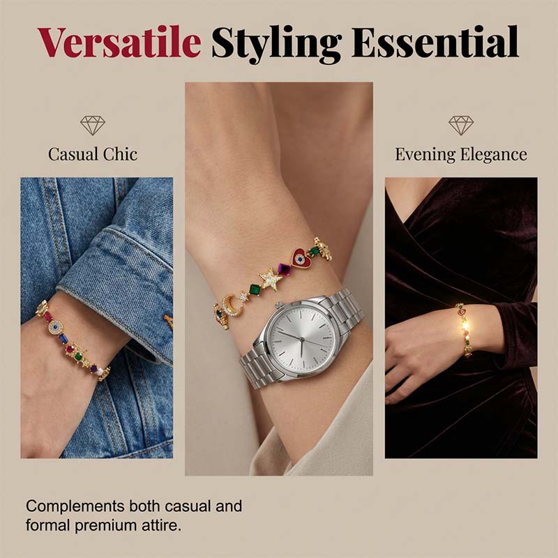💫 LIMITED-TIME 50% RABATT! ✨ Himmelscharme-Armband – Sonne, Mond, Sterne, Kristalle, Goldton 🪐
