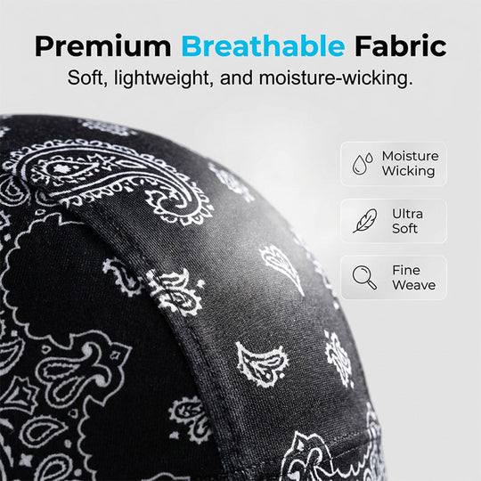Paisley Cooling Headscarf Cap Set, Motorcycle Pirate Head Wrap Safety Helmet Liner, Elastic Fit Hand Washable Multifunctional Outdoor Headwear for Athletes &amp; Outdoor Enthusiasts