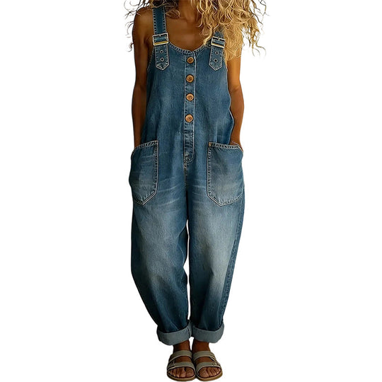 Trending Now👖 Baggy Denim Overalls with Adjustable Straps – Relaxed Fit &amp; Deep Pockets for Everyday Comfort