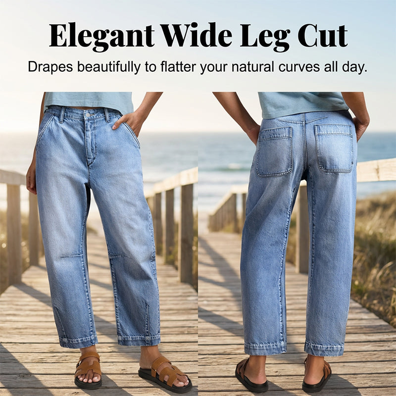 🌟 Women's high-waisted wide-leg denim shorts – Leg-lengthening & vintage wash – Casual cropped pants – perfect for summer, the beach, or a day off 👒