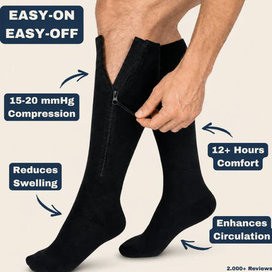 ❄️Summer Sale: 50% Off!🔥Knee-High Compression Socks with Zipper – Breathable Sports Support Socks for Running, Travel, Work, and Standing for Long Periods