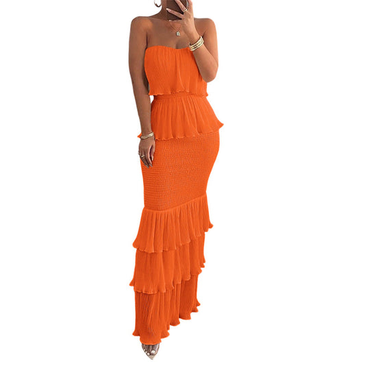 ⏳Time-Limited Special⏰Women’s Strapless Tiered Ruffle Smocked Dress