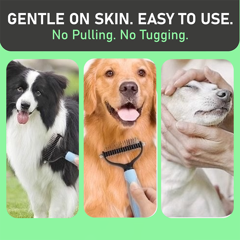 🐶🐱 Pet Owners' Favorite Grooming Tool! ✨ Dual-Sided Pet Grooming Comb 🐾 Effortlessly Removes Loose Fur, Mats & Tangles