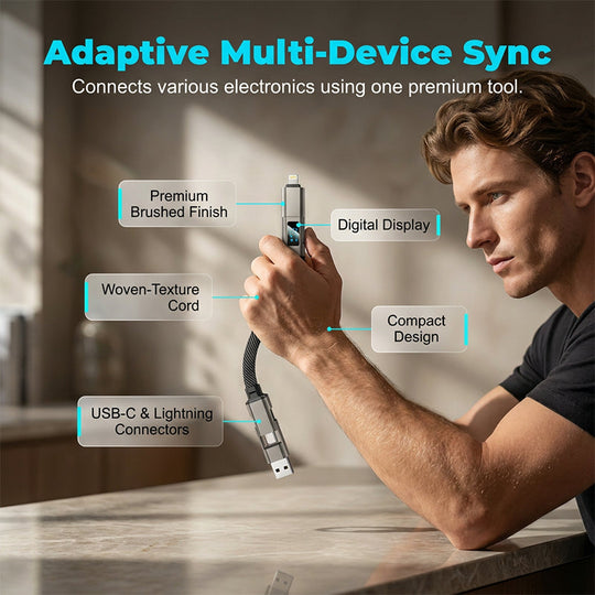 🚨 The Only Charging Cable You’ll Ever Need! 🔋4-in-1 Digital Display Keychain Charging Cable ⚡ Fast Charging, Portable &amp; Multi-Device Compatible