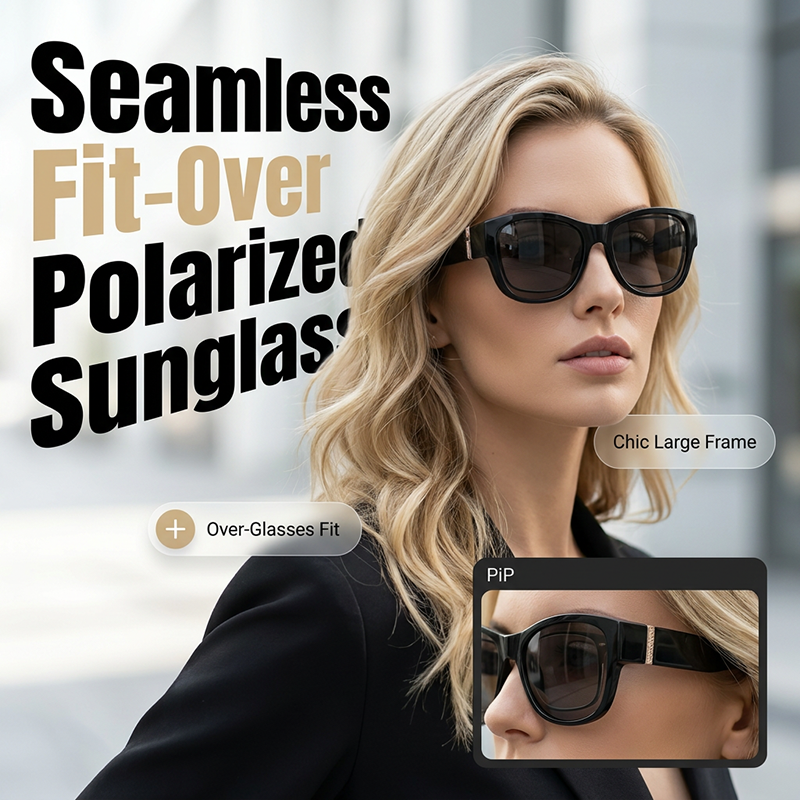 🔥 50% OFF TODAY! 😎 Oversized Fit-Over Sunglasses for Women ✨ Wear Comfortably Over Prescription Glasses