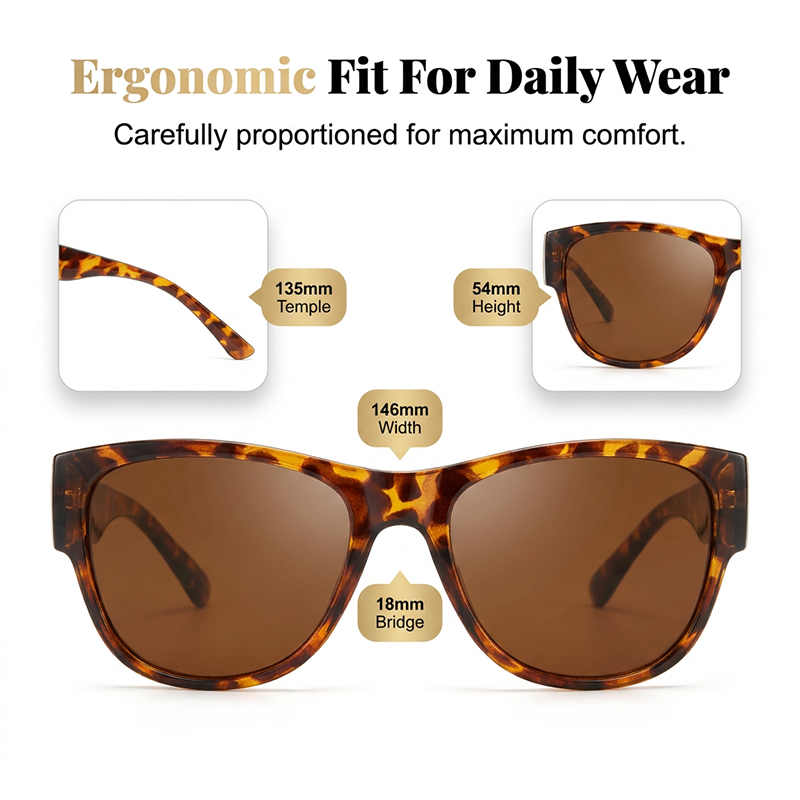 🔥 50% OFF TODAY! 😎 Oversized Fit-Over Sunglasses for Women ✨ Wear Comfortably Over Prescription Glasses