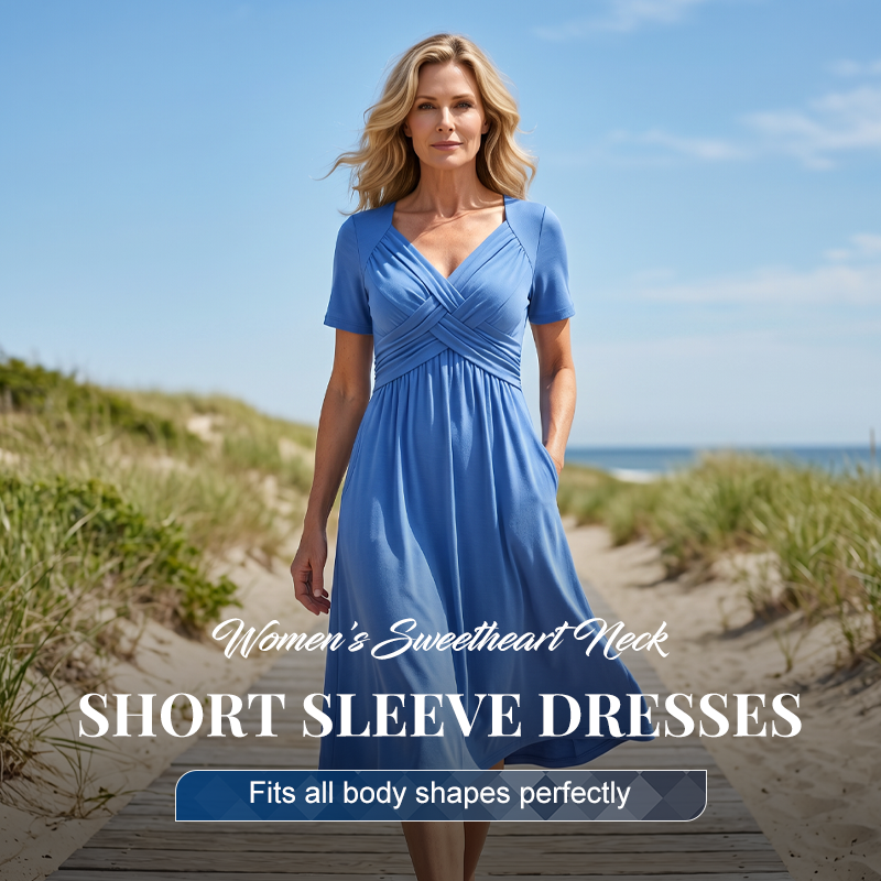 👗💙 70% OFF TODAY! ✨ Women’s V-Neck Short Sleeve Long Dress 🌸 Elegant Flowing Fit, Comfortable Fabric &amp; Effortless Everyday Style