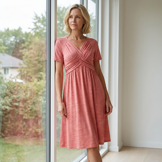 👗💙 70% OFF TODAY! ✨ Women’s V-Neck Short Sleeve Long Dress 🌸 Elegant Flowing Fit, Comfortable Fabric &amp; Effortless Everyday Style