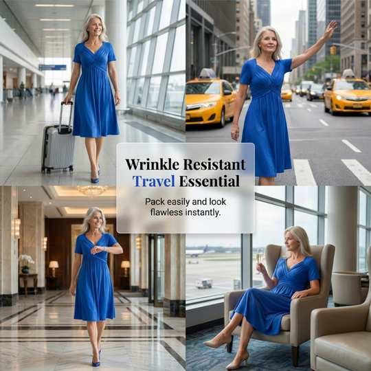 👗💙 70% OFF TODAY! ✨ Women’s V-Neck Short Sleeve Long Dress 🌸 Elegant Flowing Fit, Comfortable Fabric &amp; Effortless Everyday Style
