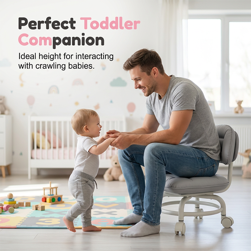 🪑 50% OFF NOW! ☁️ Low-Back Rolling Stool – Quiet Wheels &amp; Cloud-Like Comfort – Perfect for Childcare, Cleaning, and Relaxation 🏠