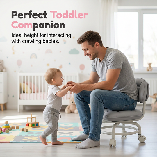 🪑 50% OFF NOW! ☁️ Low-Back Rolling Stool – Quiet Wheels &amp; Cloud-Like Comfort – Perfect for Childcare, Cleaning, and Relaxation 🏠