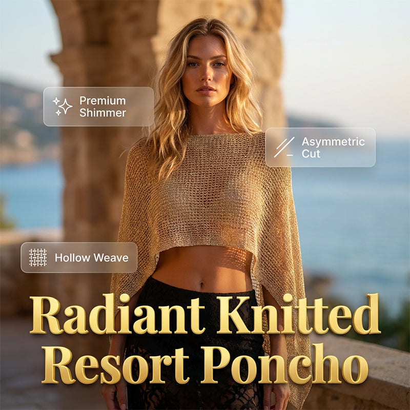 🏖️ Lightweight Hollow Out Poncho Shawl — Soft Knit Cover-Up for Beach &amp; Daily Wear