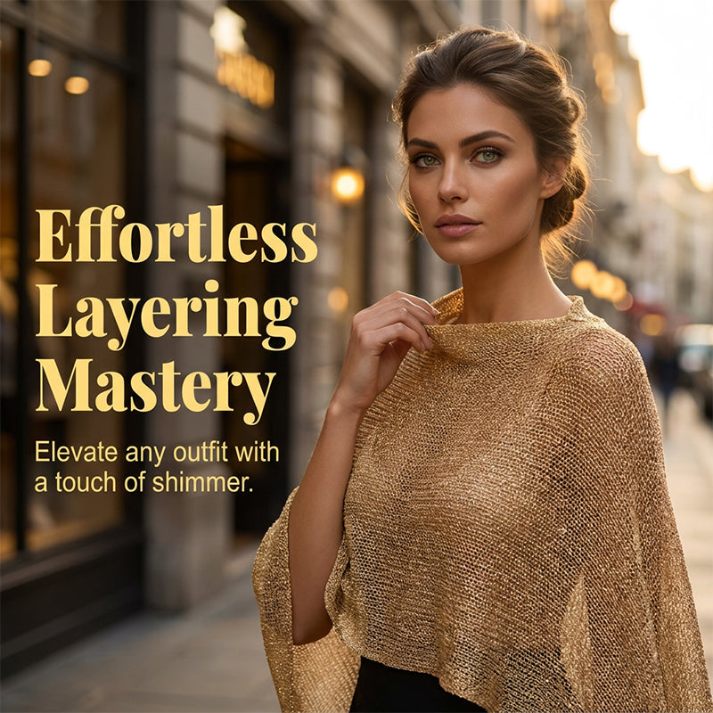 🏖️ Lightweight Hollow Out Poncho Shawl — Soft Knit Cover-Up for Beach & Daily Wear