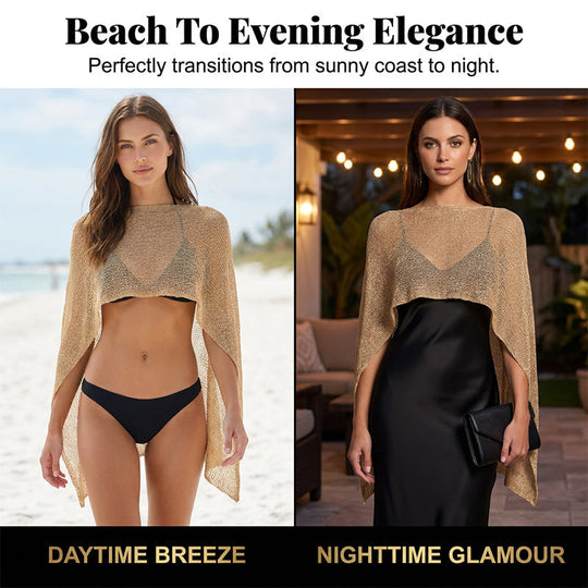 🏖️ Lightweight Hollow Out Poncho Shawl — Soft Knit Cover-Up for Beach &amp; Daily Wear