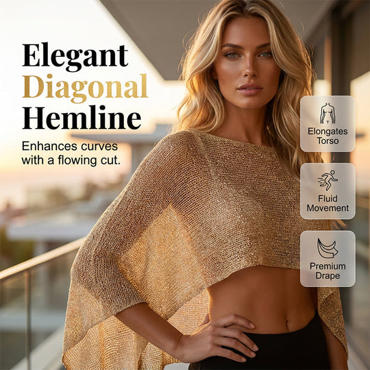 🏖️ Lightweight Hollow Out Poncho Shawl — Soft Knit Cover-Up for Beach &amp; Daily Wear